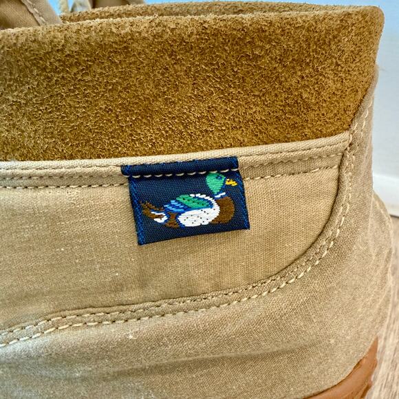 Vintage Camper Hiking Boots Tan Canvas Suede Ankle Lace Up Unisex - Picture 3 of 14